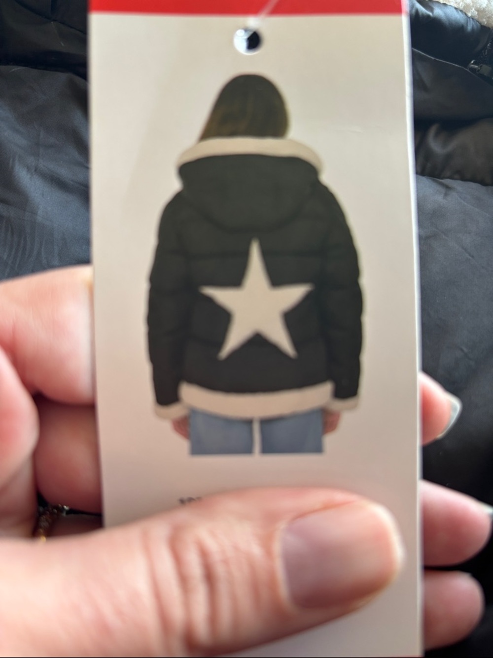 Sam Edelman girls puffer jacket black & white with star on bach Medium 10/12 NWT - Picture 5 of 5